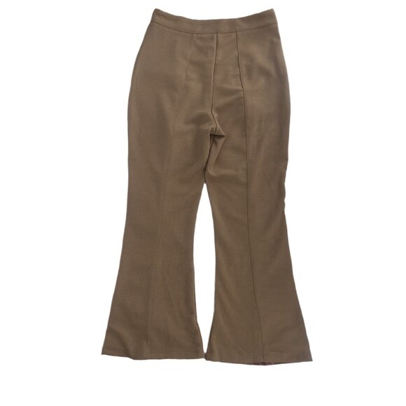 Beige Caramel Patchwork Flare Pants Contrast Panel Y2K Wide Leg M - Picture 5 of 6